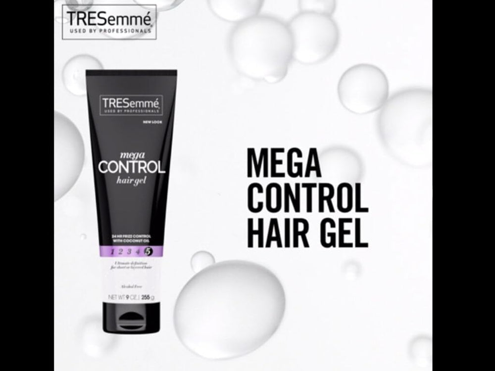 TRESemmé Mega Control gel being applied to hair for even distribution