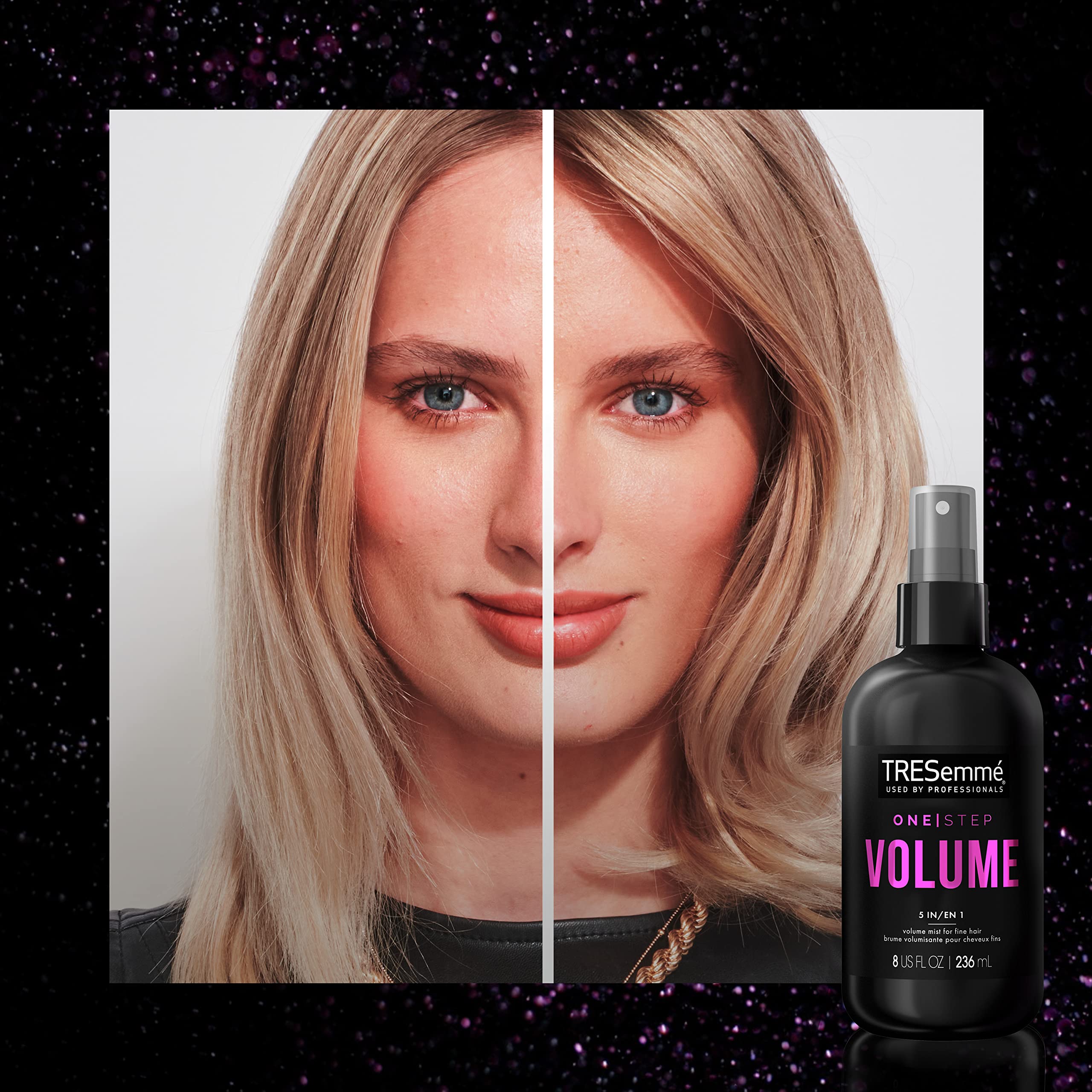 TRESemmé One Step Volume Mist provides heat protection during styling.