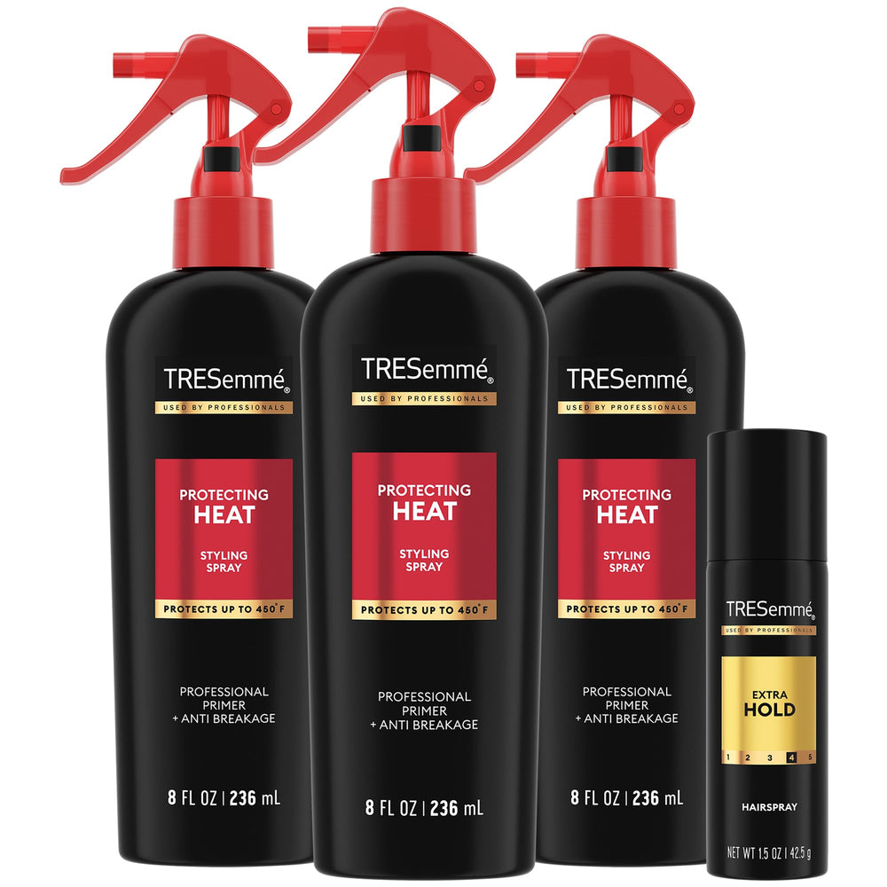 TRESemmé Protecting Heat Spray bottle with keratin for heat protection up to 450°F