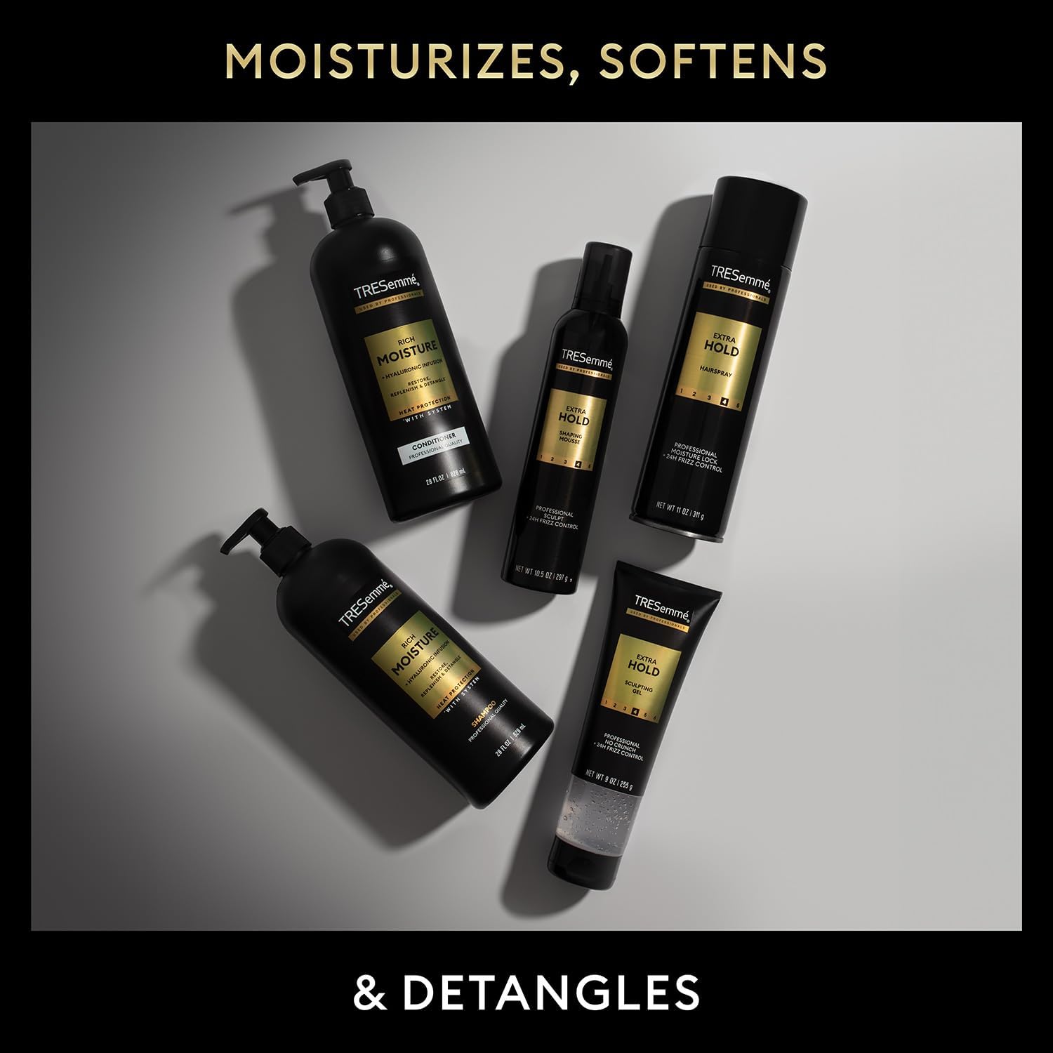 TRESemmé Rich Moisture for curly hair, helping frizz control and define.