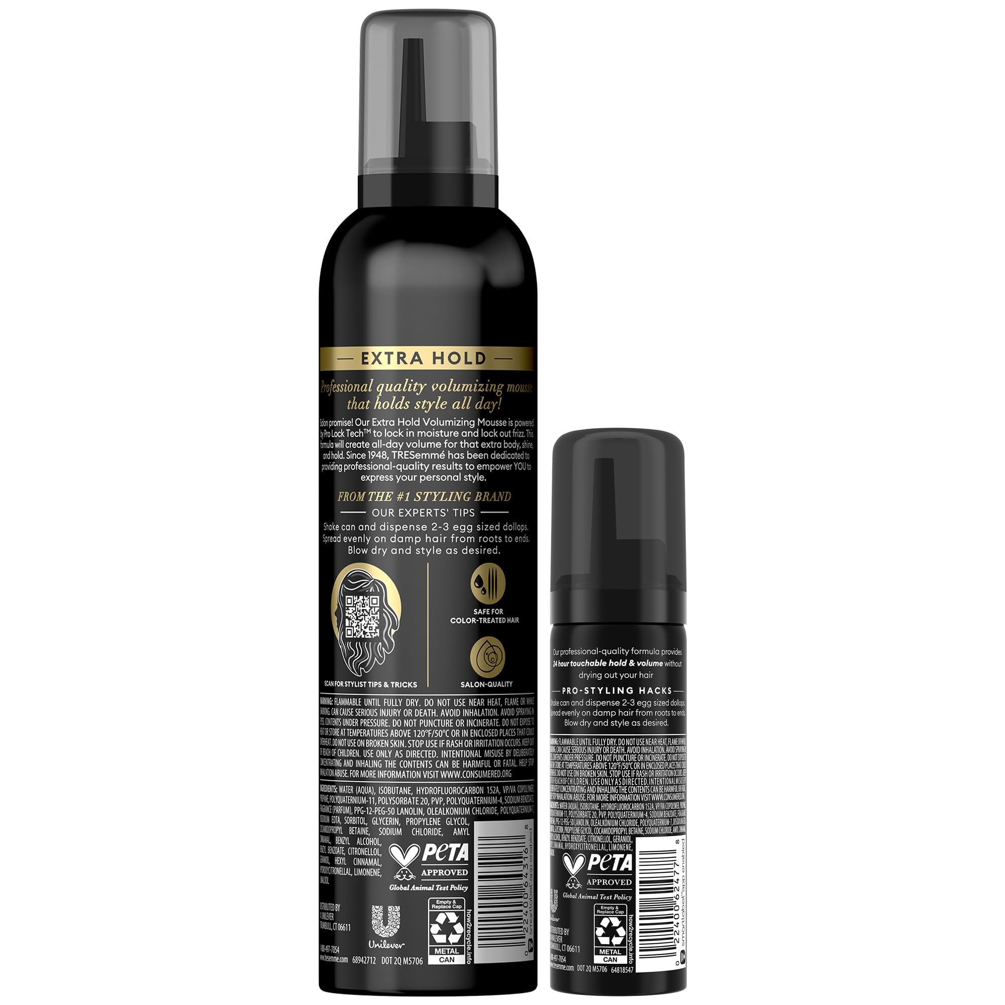 TRESemmé shaping mousse dollops dispensed for even application on damp hair