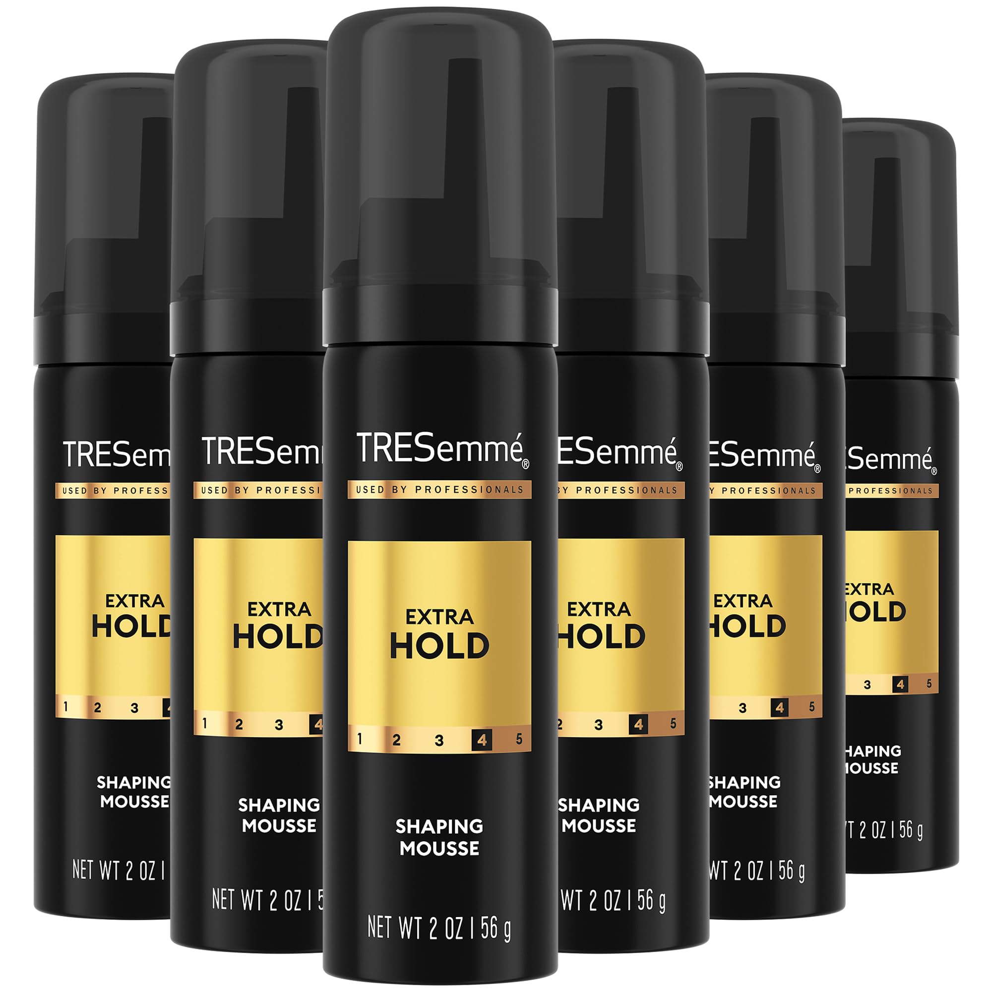TRESemmé Shaping Mousse travel-pack bottle shows portable frizz control.