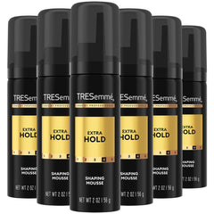 TRESemmé Shaping Mousse travel-pack bottle shows portable frizz control.