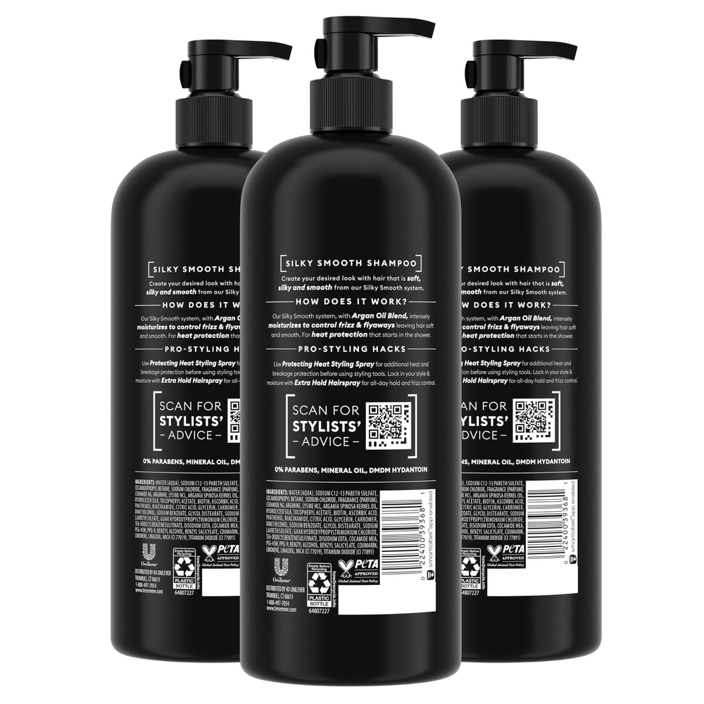 TRESemmé Silky Smooth Shampoo packaging highlights professional-grade quality.