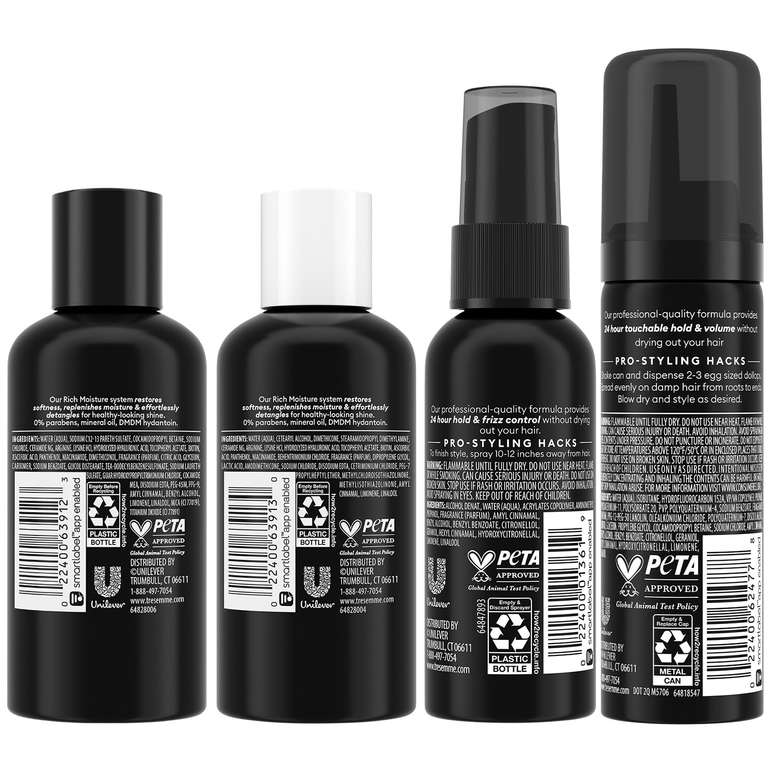 TRESemmé Travel Conditioner bottle showcases nutrient-rich moisture for smoother, frizz-free hair.