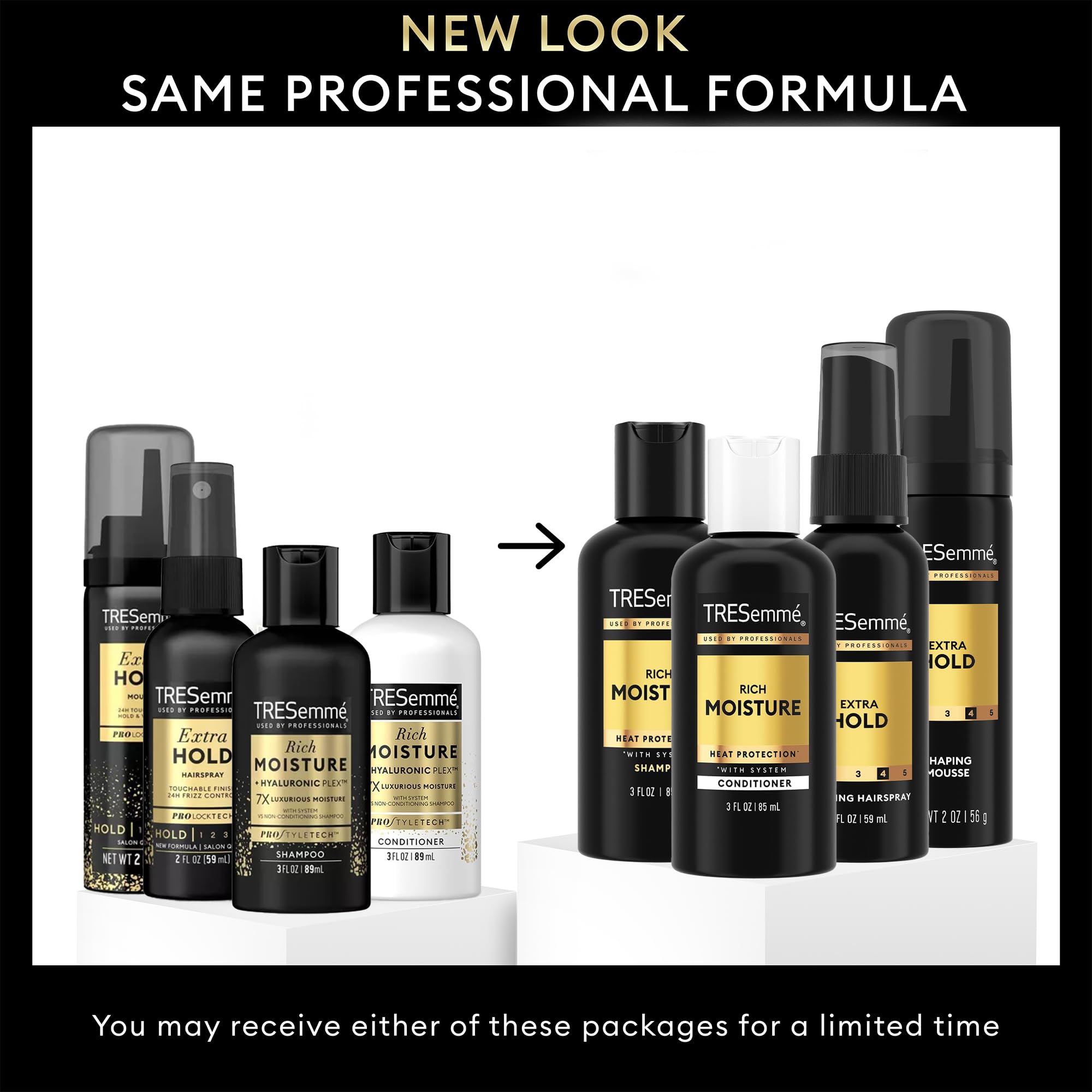 TRESemmé Travel Extra Hold Hairspray bottle delivers flexible, humidity-resistant hold.