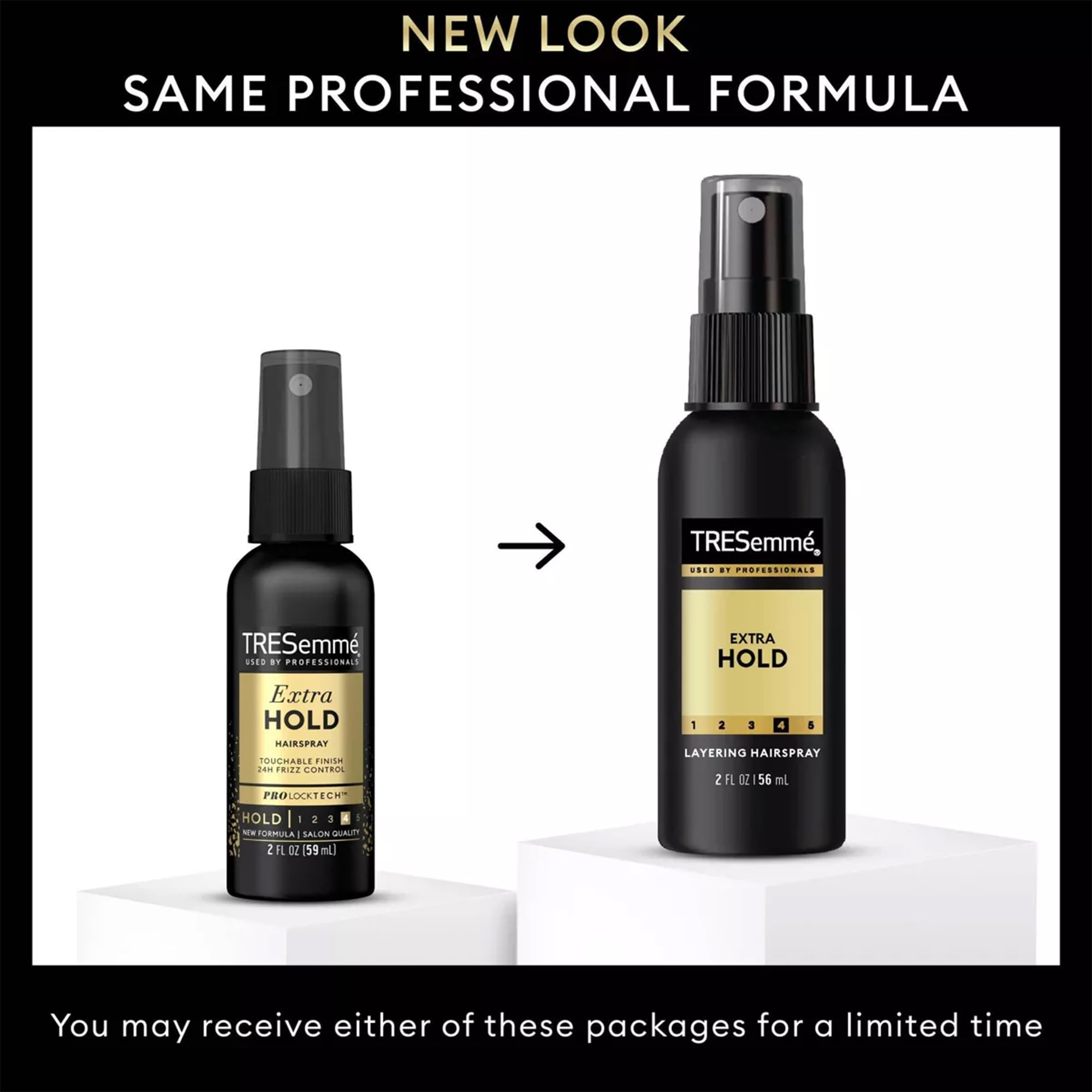 TRESemmé travel hairspray mist used for layering and customizable hold.
