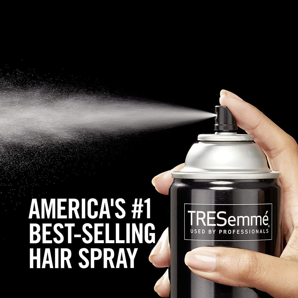 TRESemmé spray application image shows even mist for full coverage.
