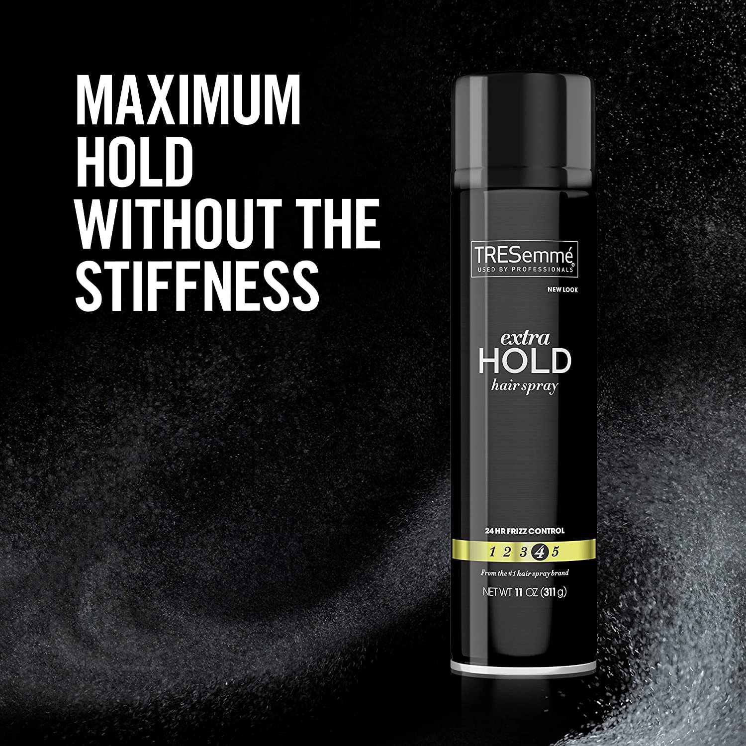 TRESemmé spray with soft touch finish demonstrates brush-out-friendly hold.