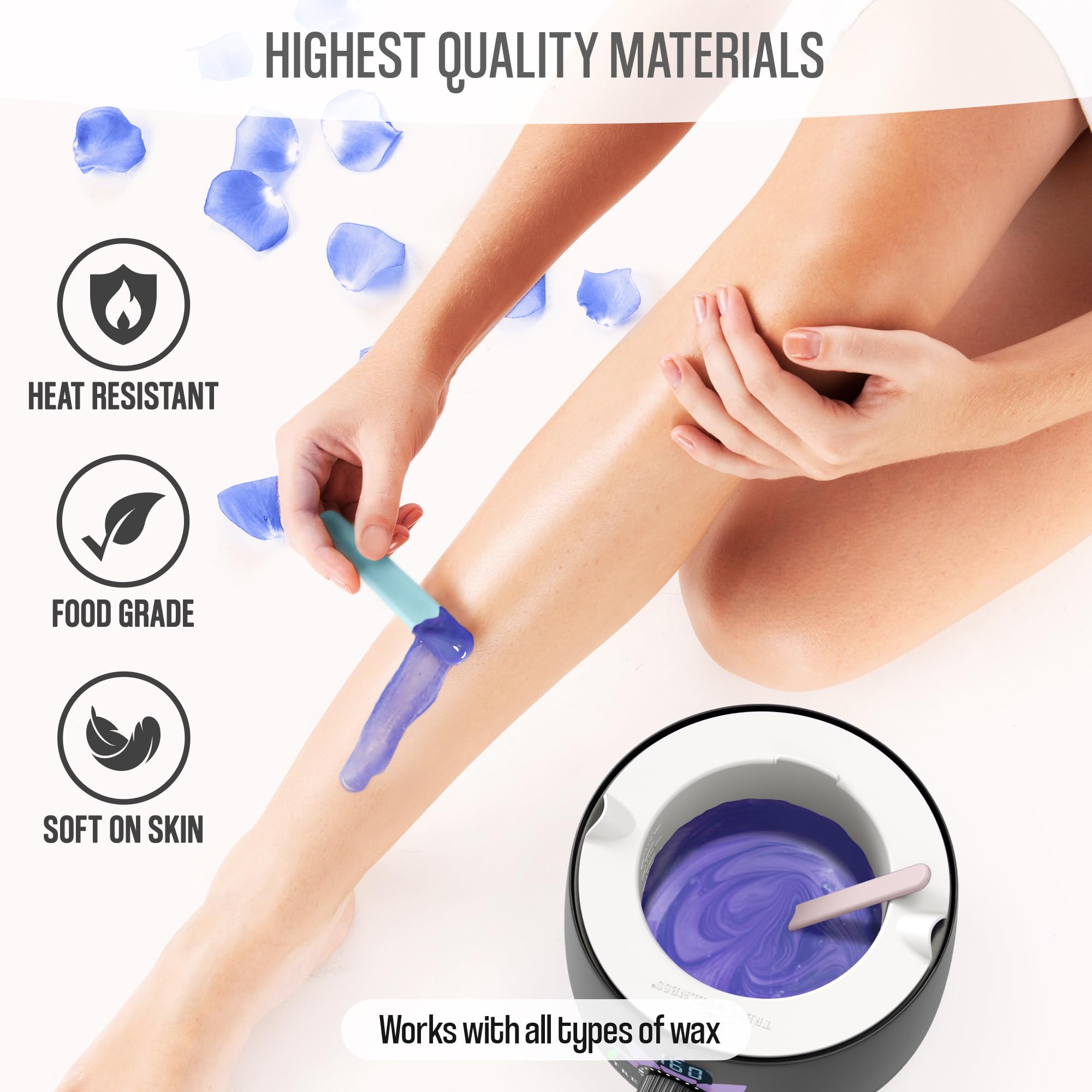 Tress Wellness large spatula ready for smooth wax application