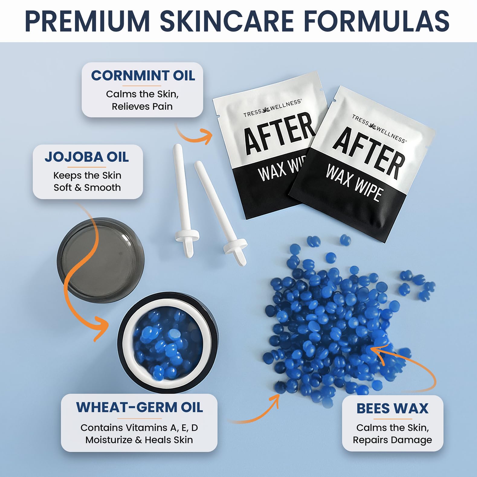 Tress Wellness after-wax wipes soothe skin after sessions