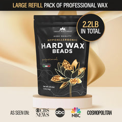Tress Wellness pro hard wax beads shown for dermatologically tested, gentle hair removal.