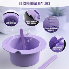 Tress Wellness silicone wax melting bowl shown in use for mess-free melting.