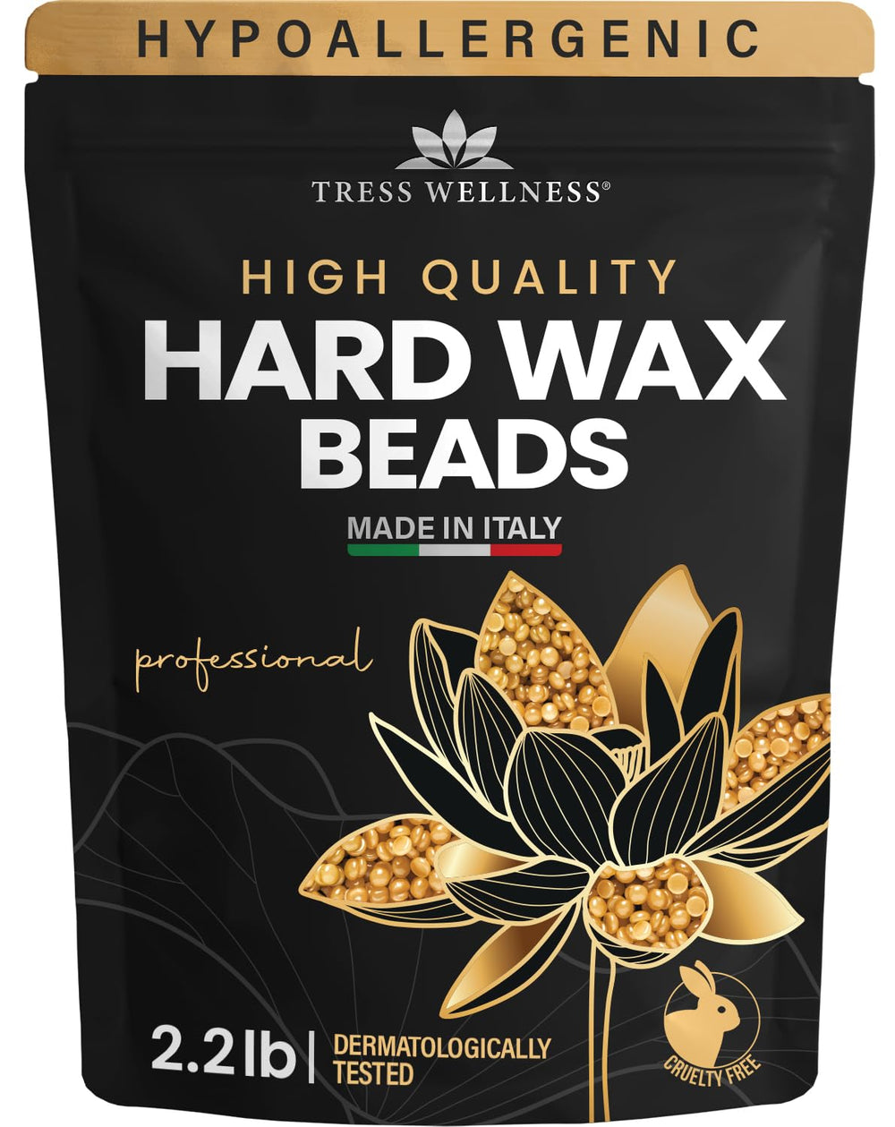 Tress Wellness wax beads 2.2lb pack for at-home professional waxing sessions.