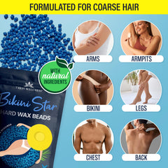 Tress Wellness wax beads applied to bikini area for smooth waxing