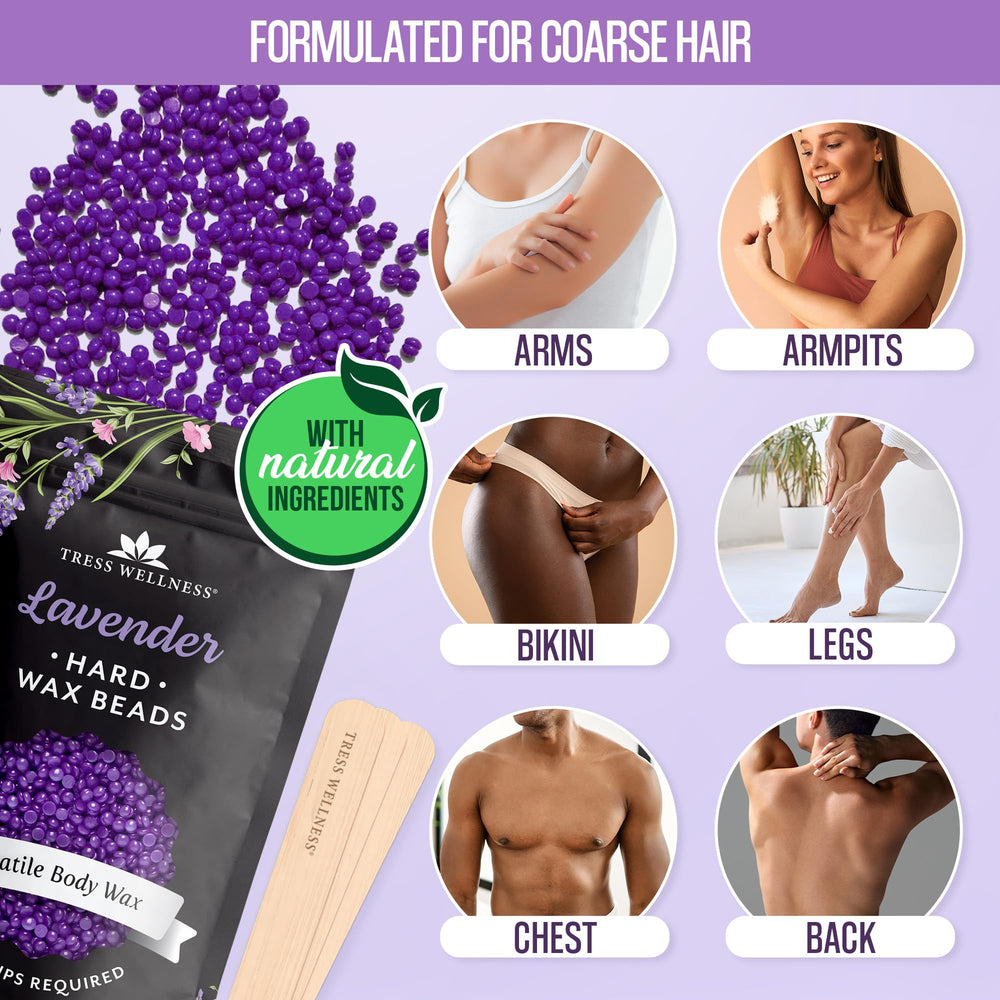 Tress Wellness dermatologically tested badge close-up confirms gentle, cruelty-free waxing.