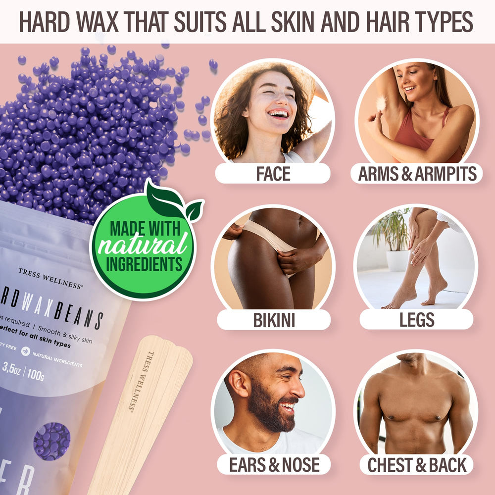 Tress Wellness scented hard wax beads for smoother sessions and skin-friendly results.