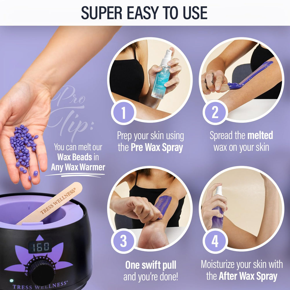 Tress Wellness pre-wax spray bottle prepared for skin prepping before waxing.