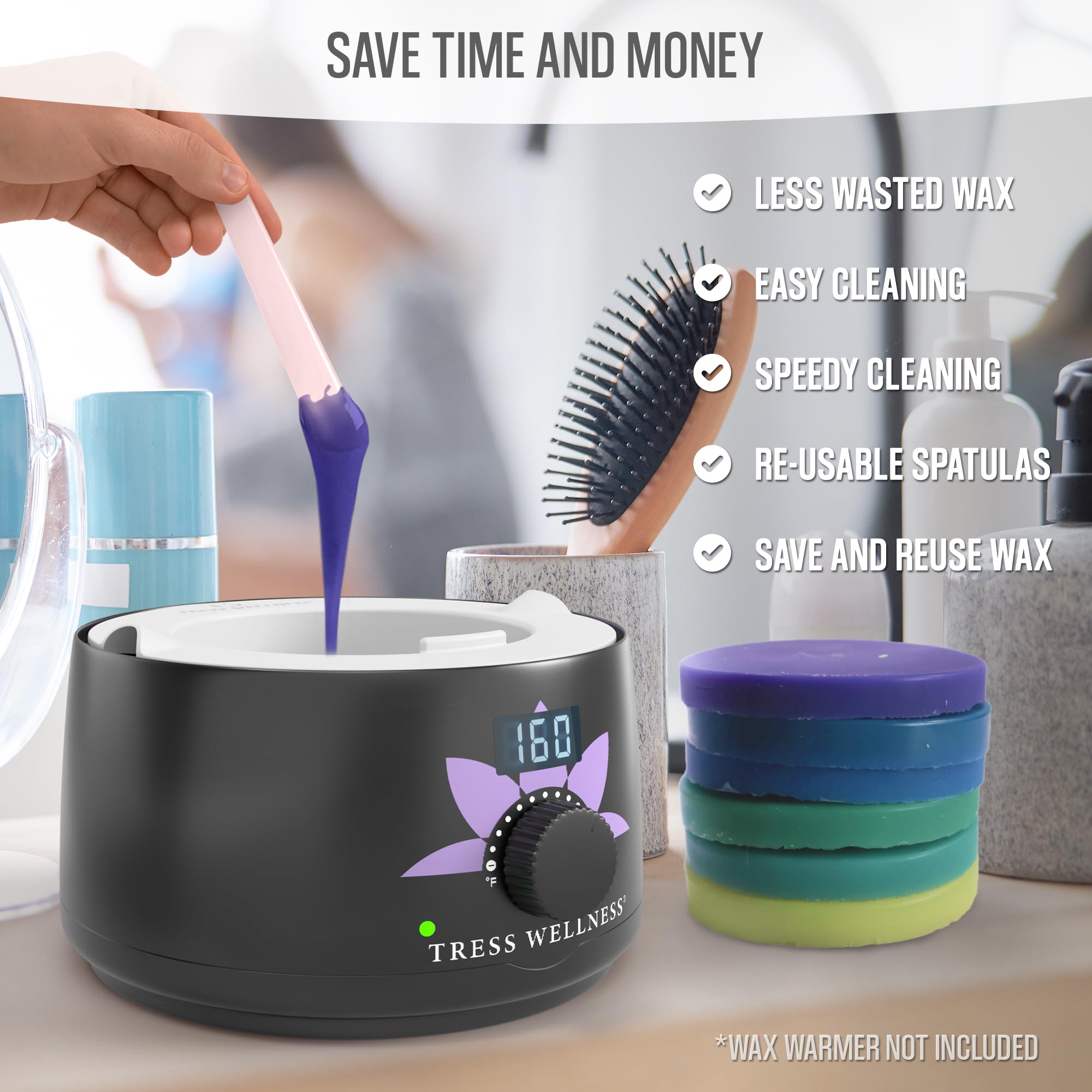 Tress Wellness anti-mess rim catches drips during use