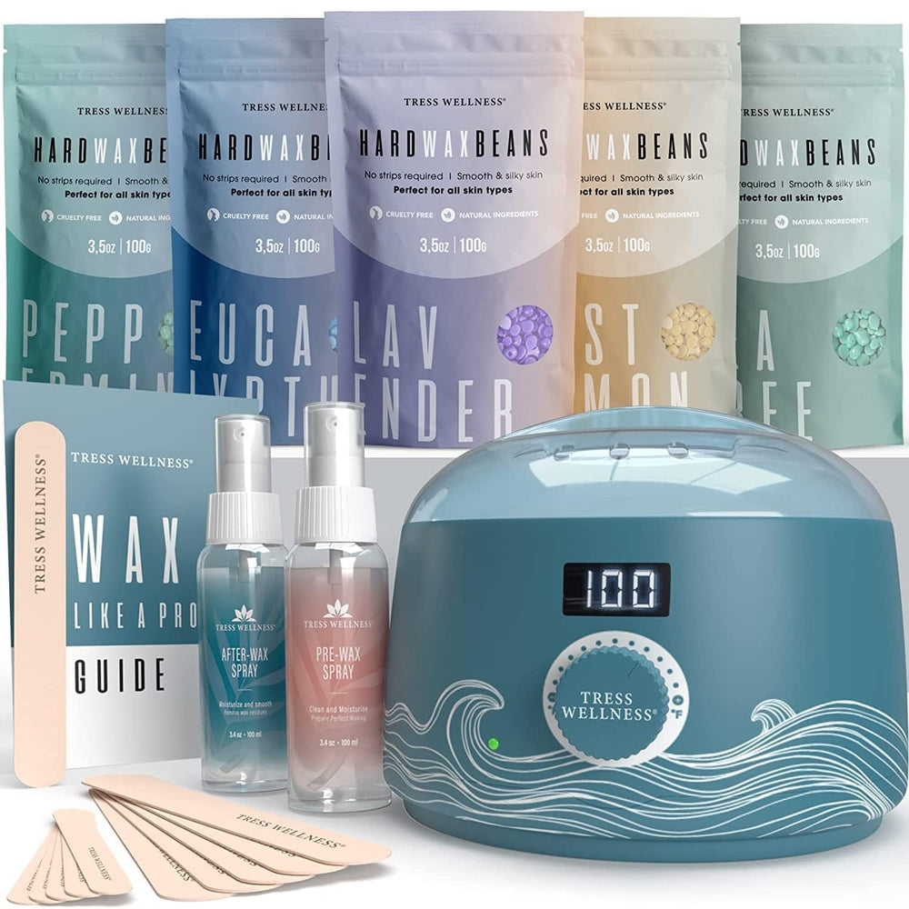 Tress Wellness Waxing Kit digital warmer showing precise temperature control for comfortable at-home waxing