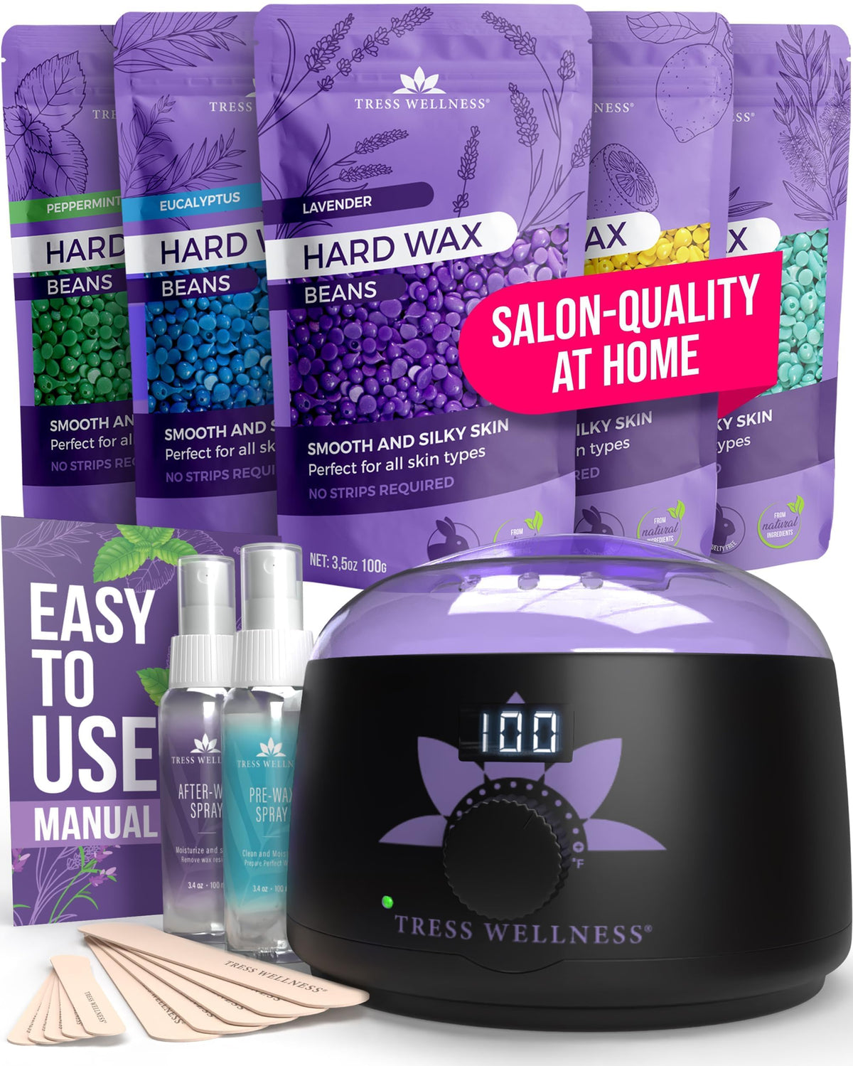 Tress Wellness waxing kit digital warmer for even heat and at-home waxing