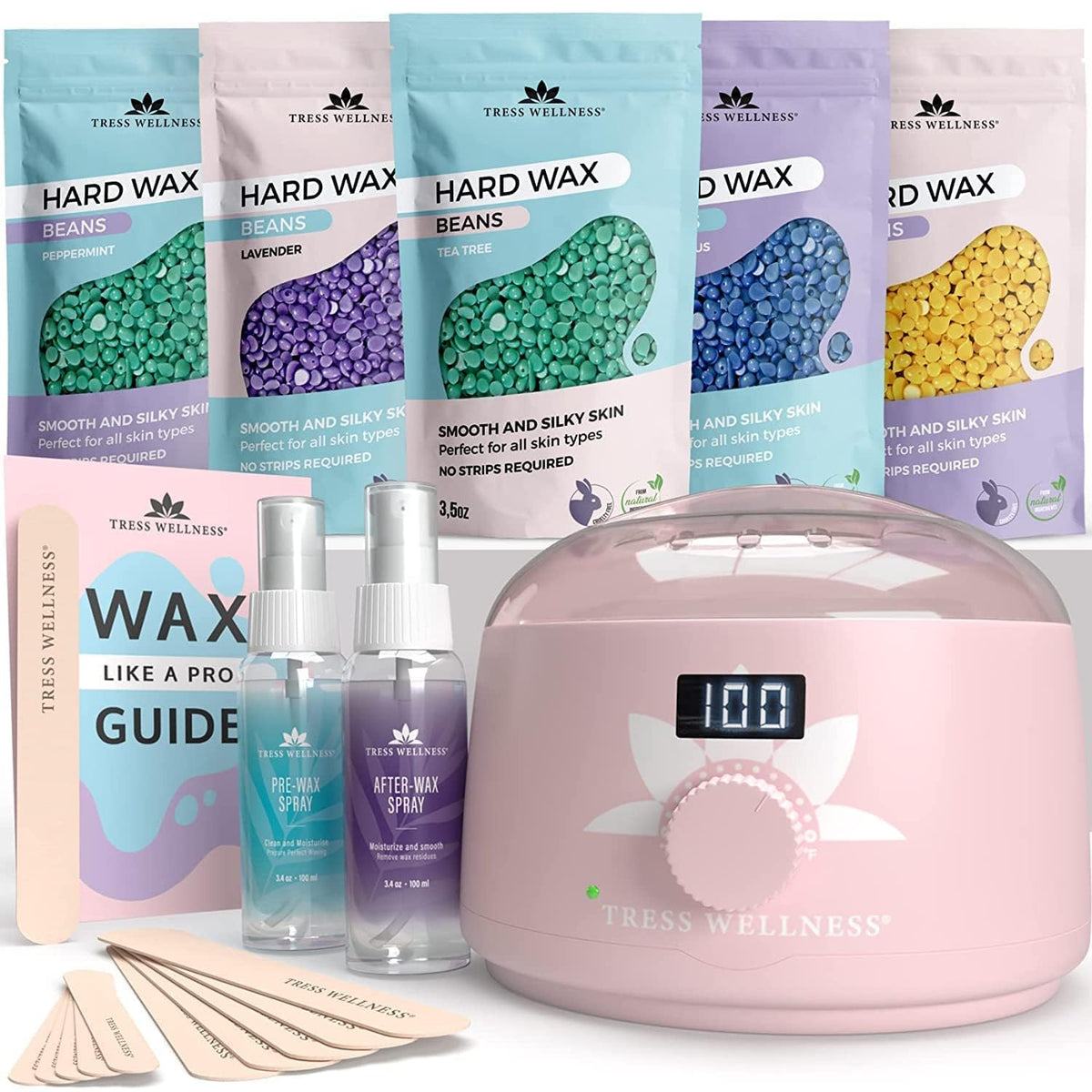 Tress Wellness waxing kit digital warmer with temperature control for safe at-home waxing