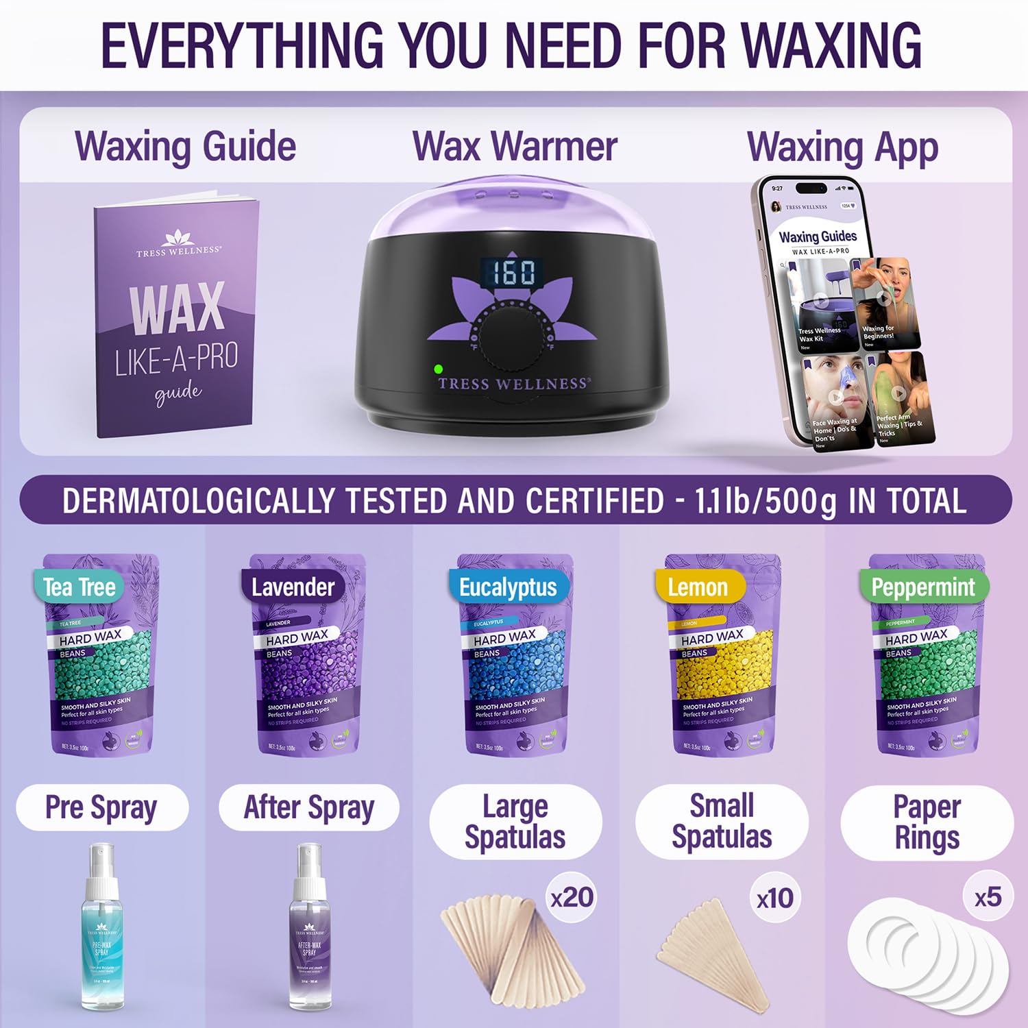 Tress Wellness waxing kit scented wax beads for smooth removal and fragrance