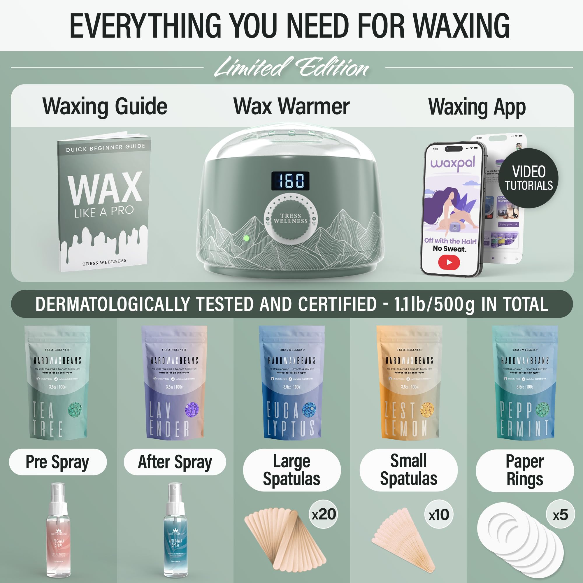 Tress Wellness wax sticks kit supports precise grip for clean hair removal.