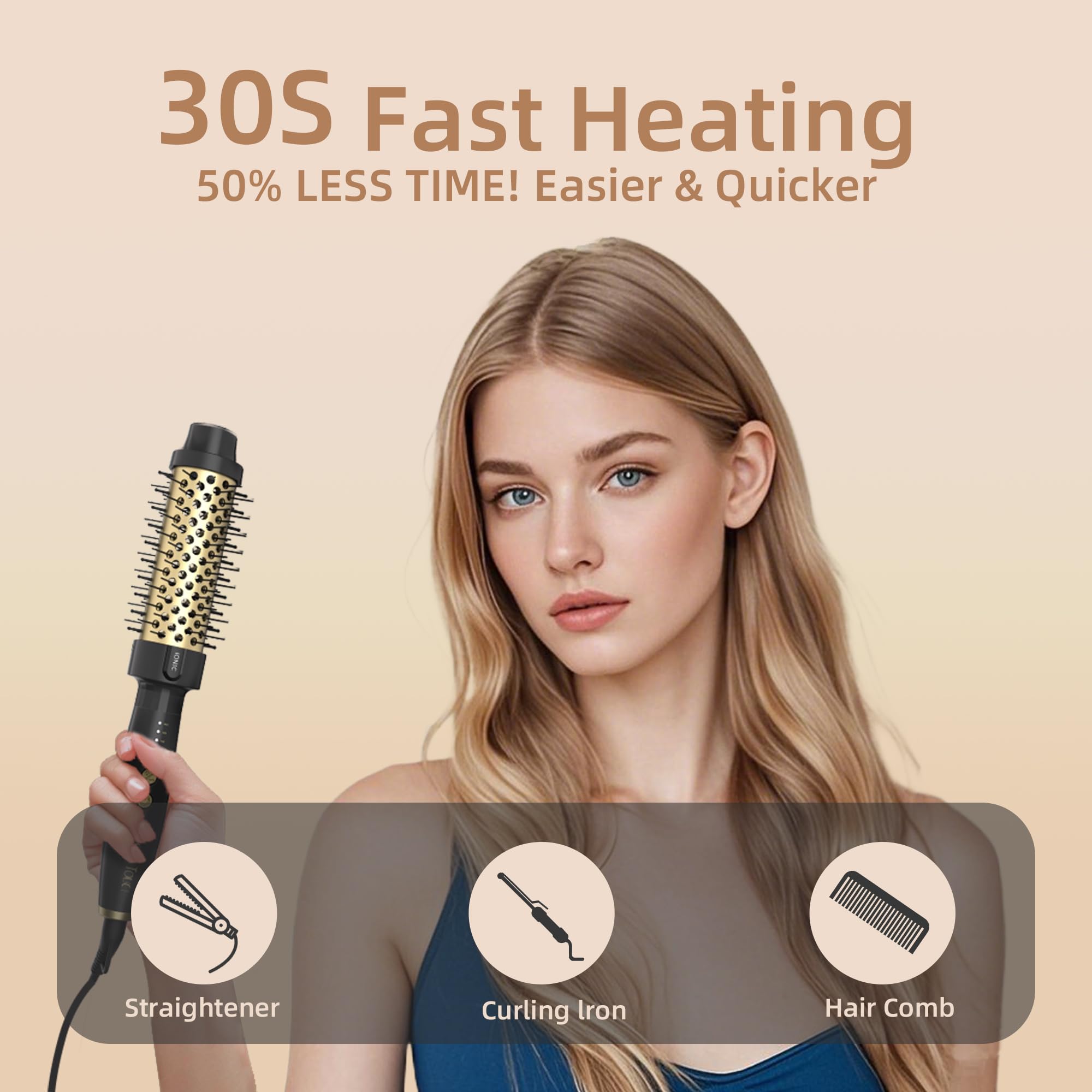 Tresses Touch 24K Gold Thermal Brush with negative ion technology reduces static.