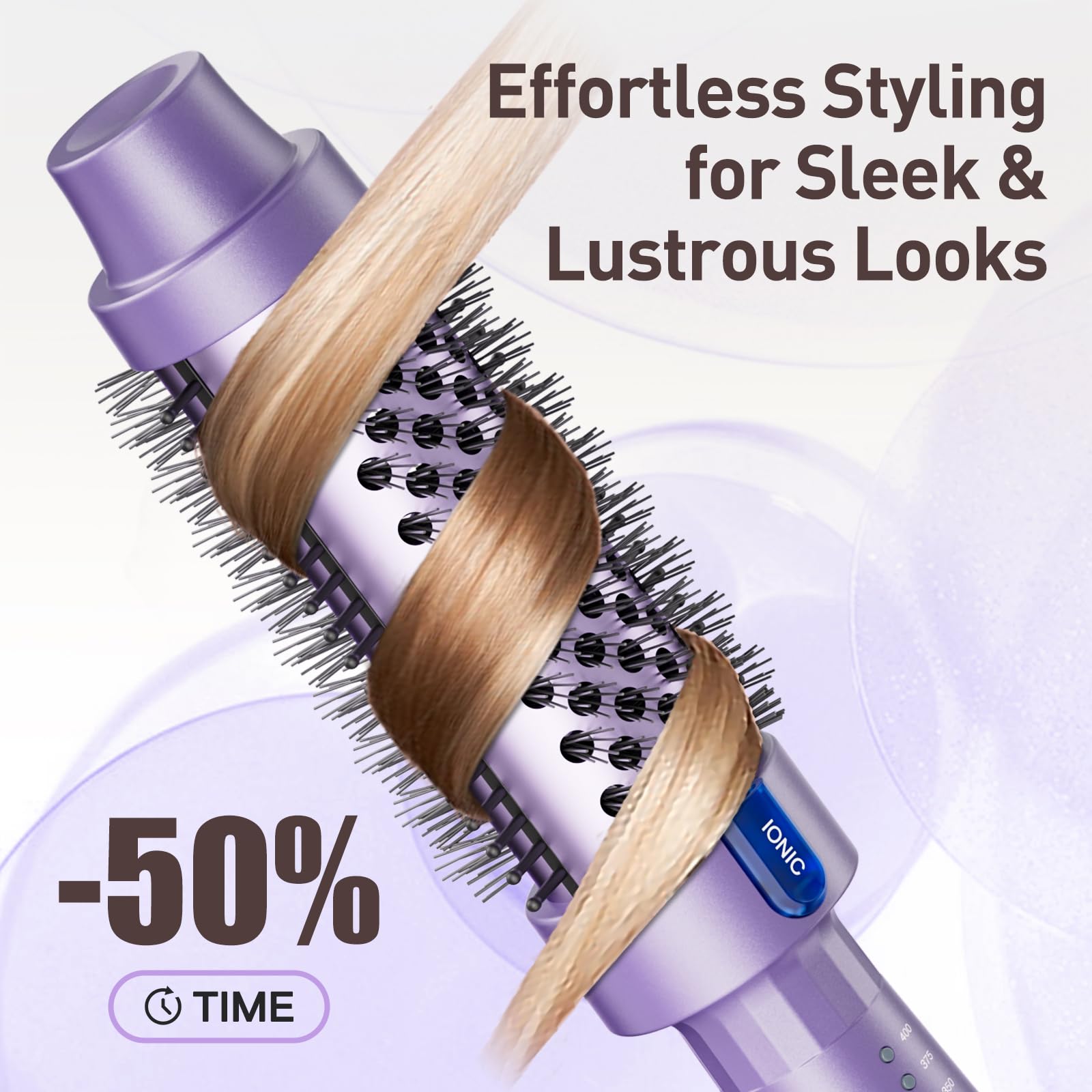 Tresses Touch 360 swivel cord illustration promotes tangle-free movement during styling
