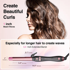 Tresses Touch auto-rotate hair curler with arrow buttons enables hands-free, even waves.