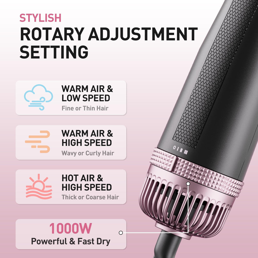 Tresses Touch ergonomic one-hand control highlights easy adjustments during styling.