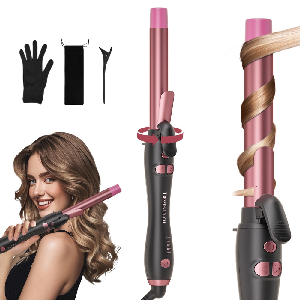 Tresses Touch extra-long barrel rotating curling iron overview showcases effortless styling for medium and long hair.