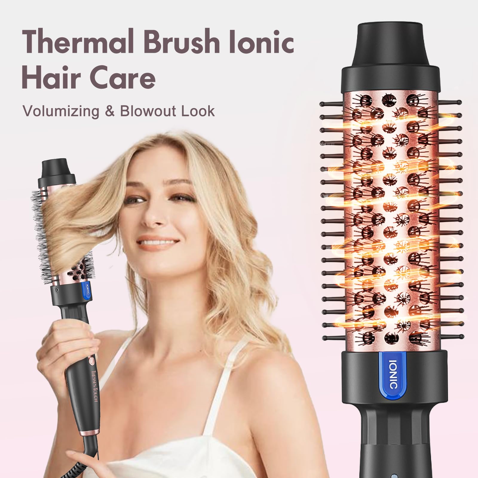 Tresses Touch heat settings dial displays 360F and 400F options for different hair types.