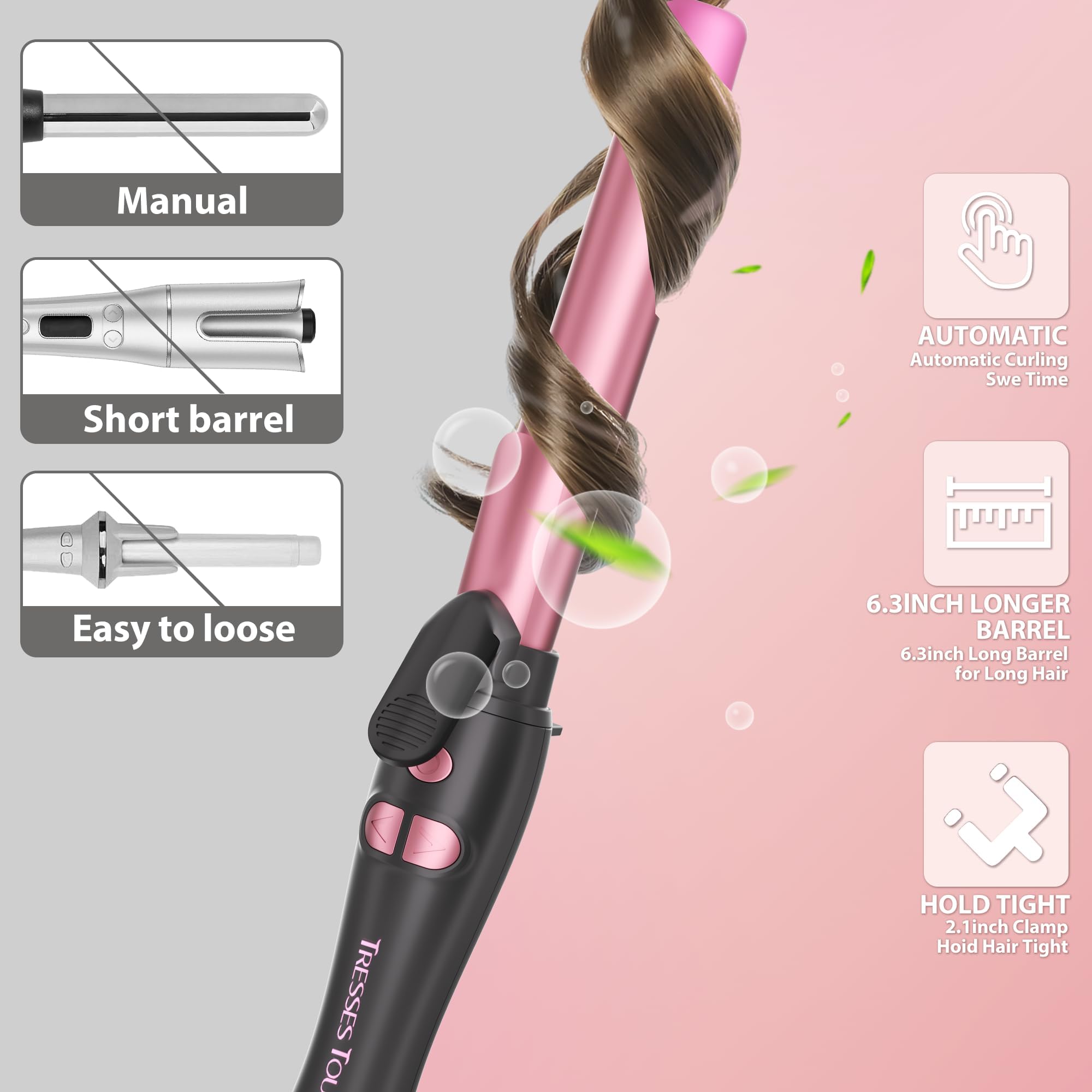 Tresses Touch heat-up 30 seconds for quick curls, saving time during morning routines.