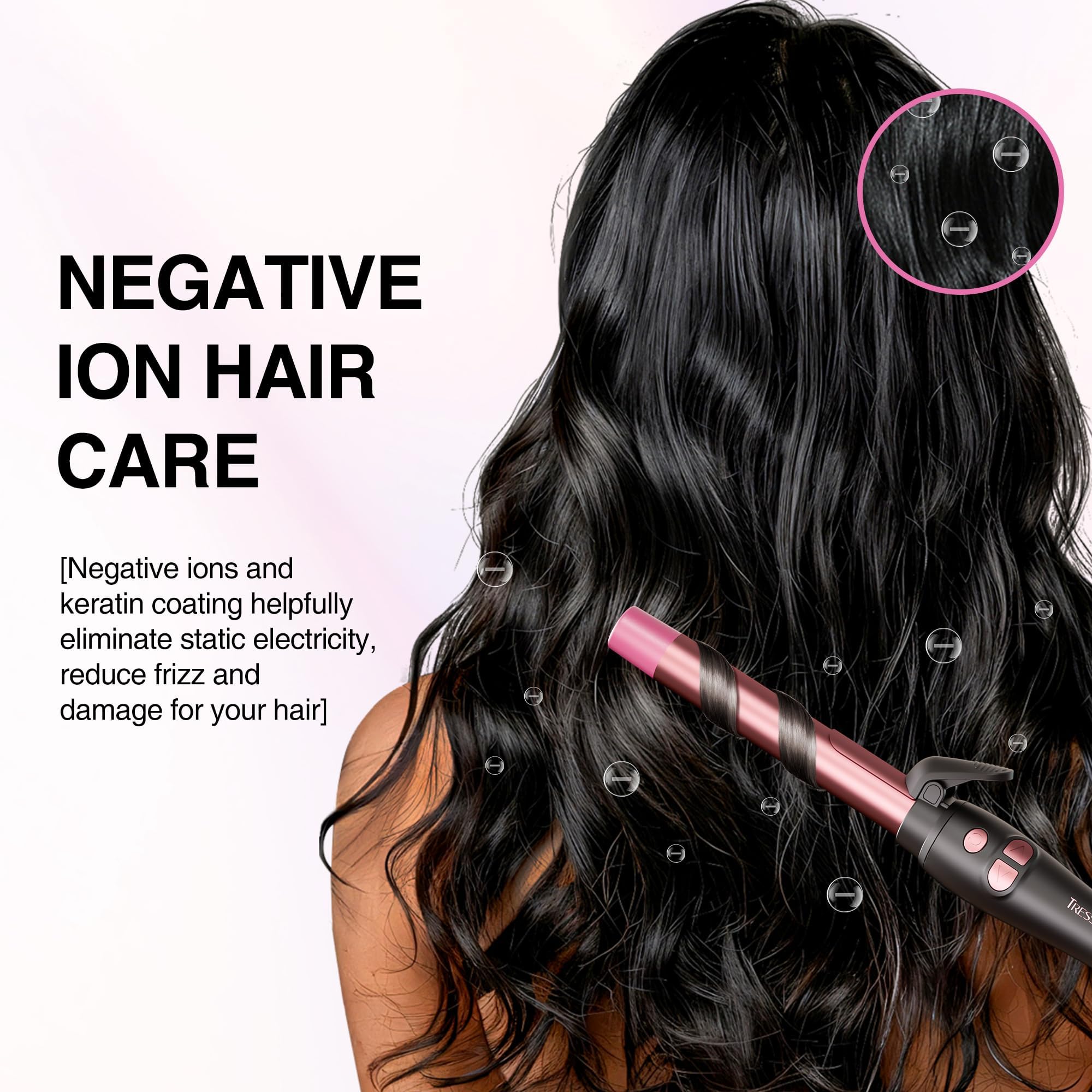 Tresses Touch lightweight design weighs only 0.79 lb for one-handed styling.