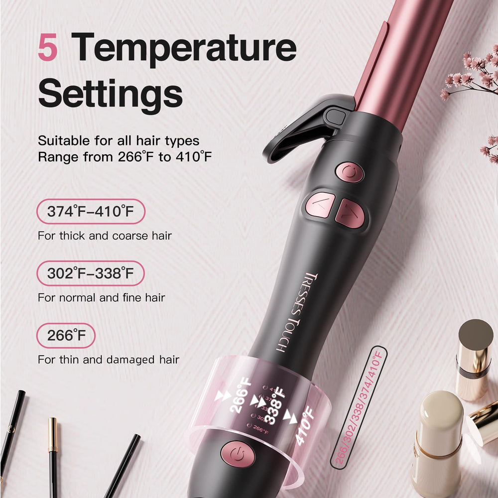 Tresses Touch extra-long barrel creates loose curls with a single pass.