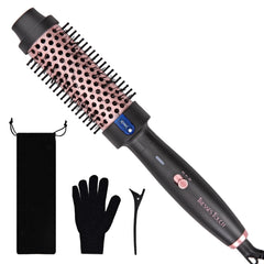 Tresses Touch thermal brush 1.5-inch barrel closeup highlights even heat distribution for smooth curls.