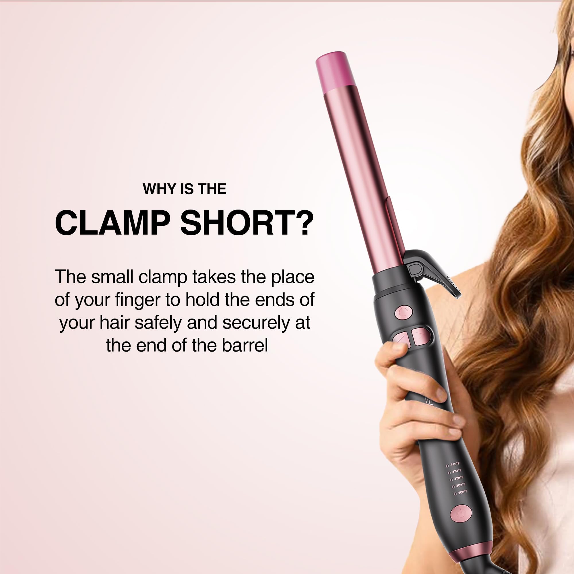 Tresses Touch tourmaline ceramic coating minimizes heat damage while curling.