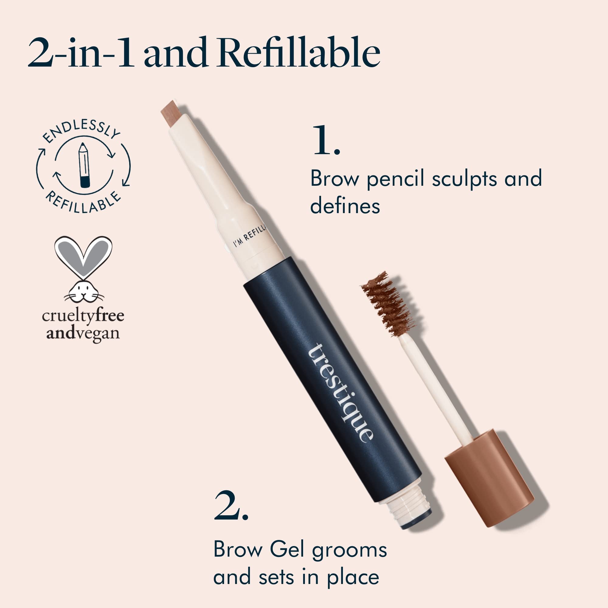 TRESTIQUE Brow Pencil flat-edge view highlighting shaping and definition