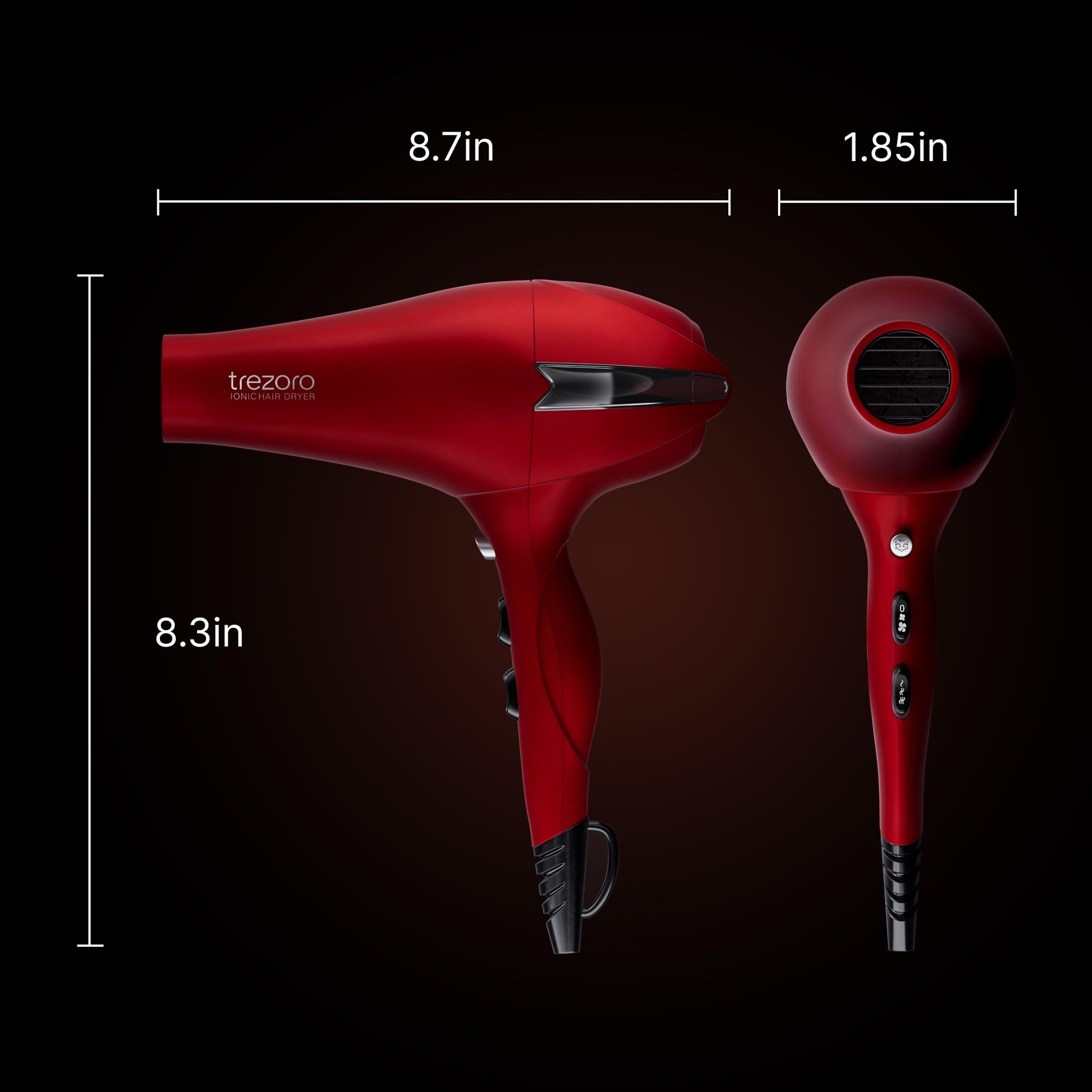 TREZORO ceramic-tourmaline grilles promote smoother, shinier hair with infrared drying