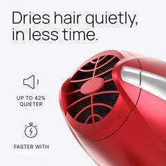 TREZORO professional blow dryer red back view emphasizing durable build and secure diffuser