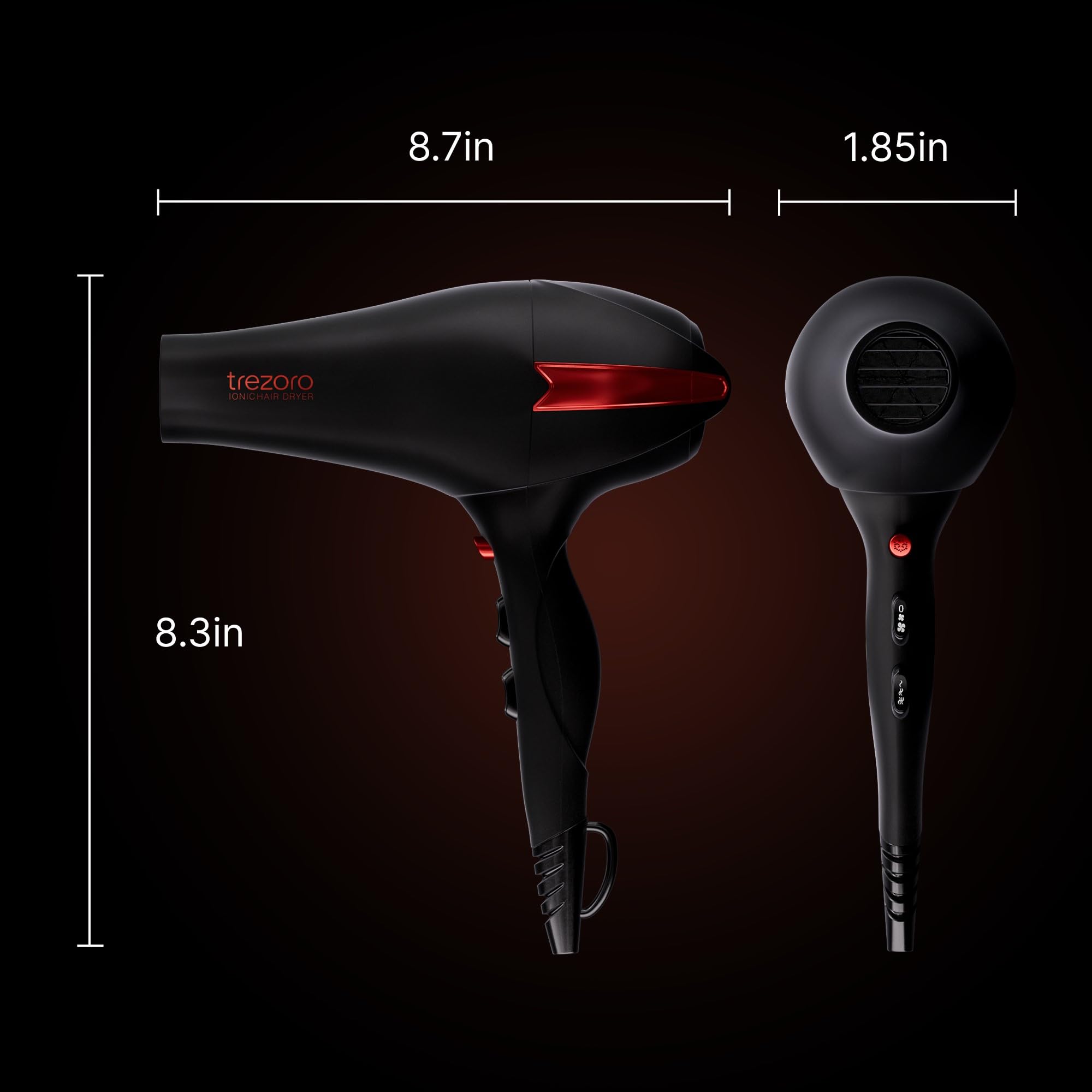 TREZORO professional dryer suitable for salon-grade results at home across hair types.
