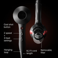TREZORO wide attachment evenly distributes air for volume without frizz.