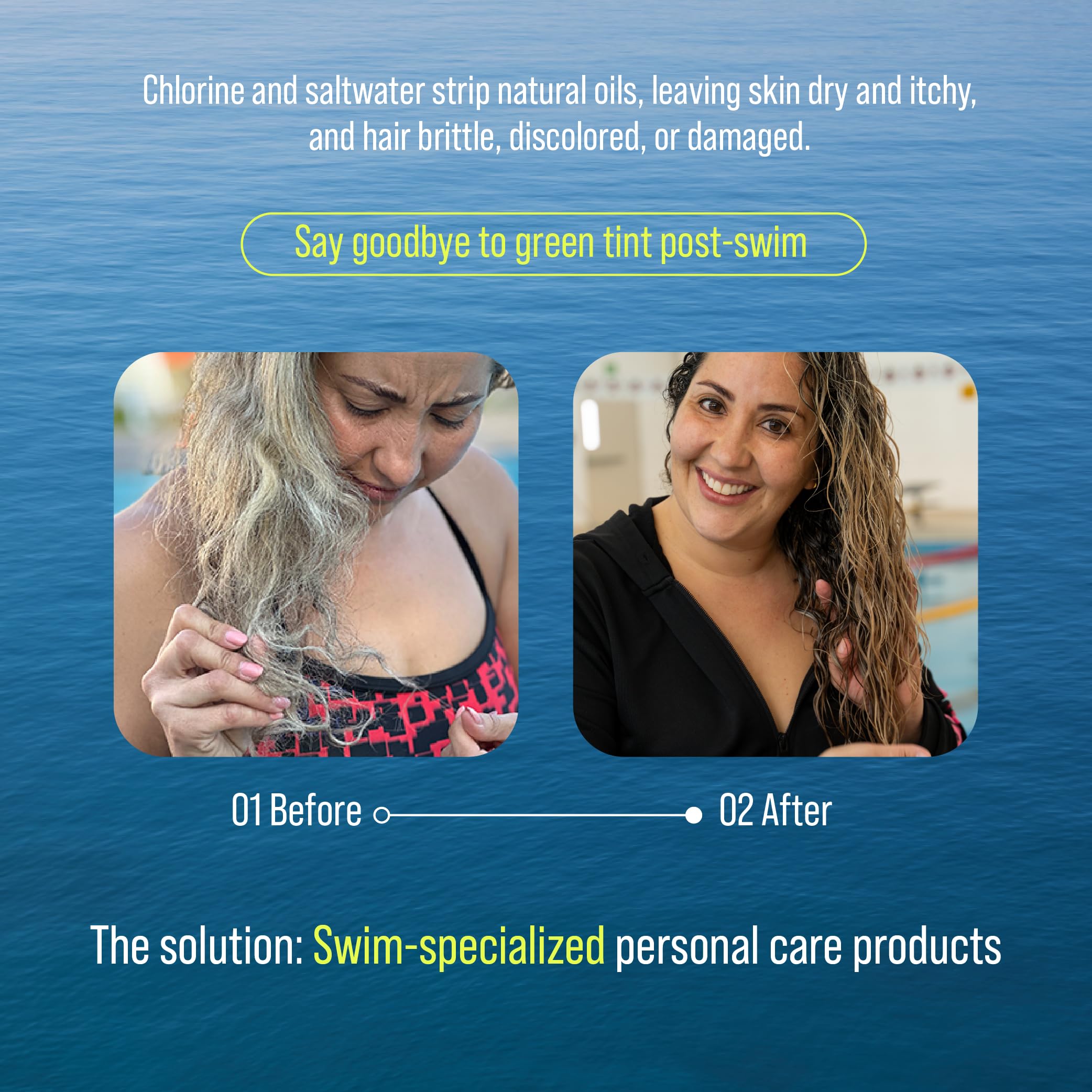 TRIHARD Chlorine Defense post-swim hydration after rinse for soft hair