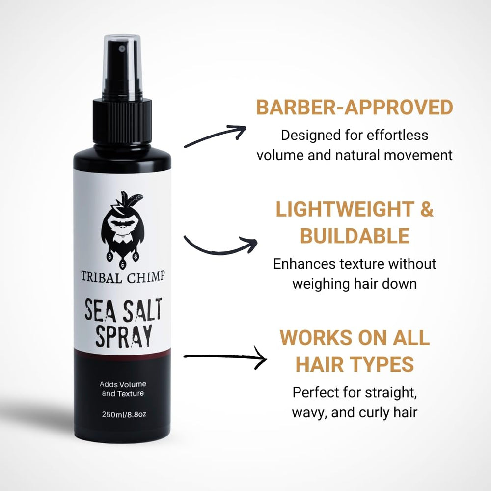 Tribal Chimp Sea Salt Spray boosts root volume for fine hair.
