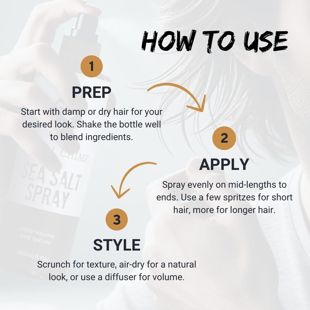 Tribal Chimp Sea Salt Spray delivers dry matte finish and natural look.