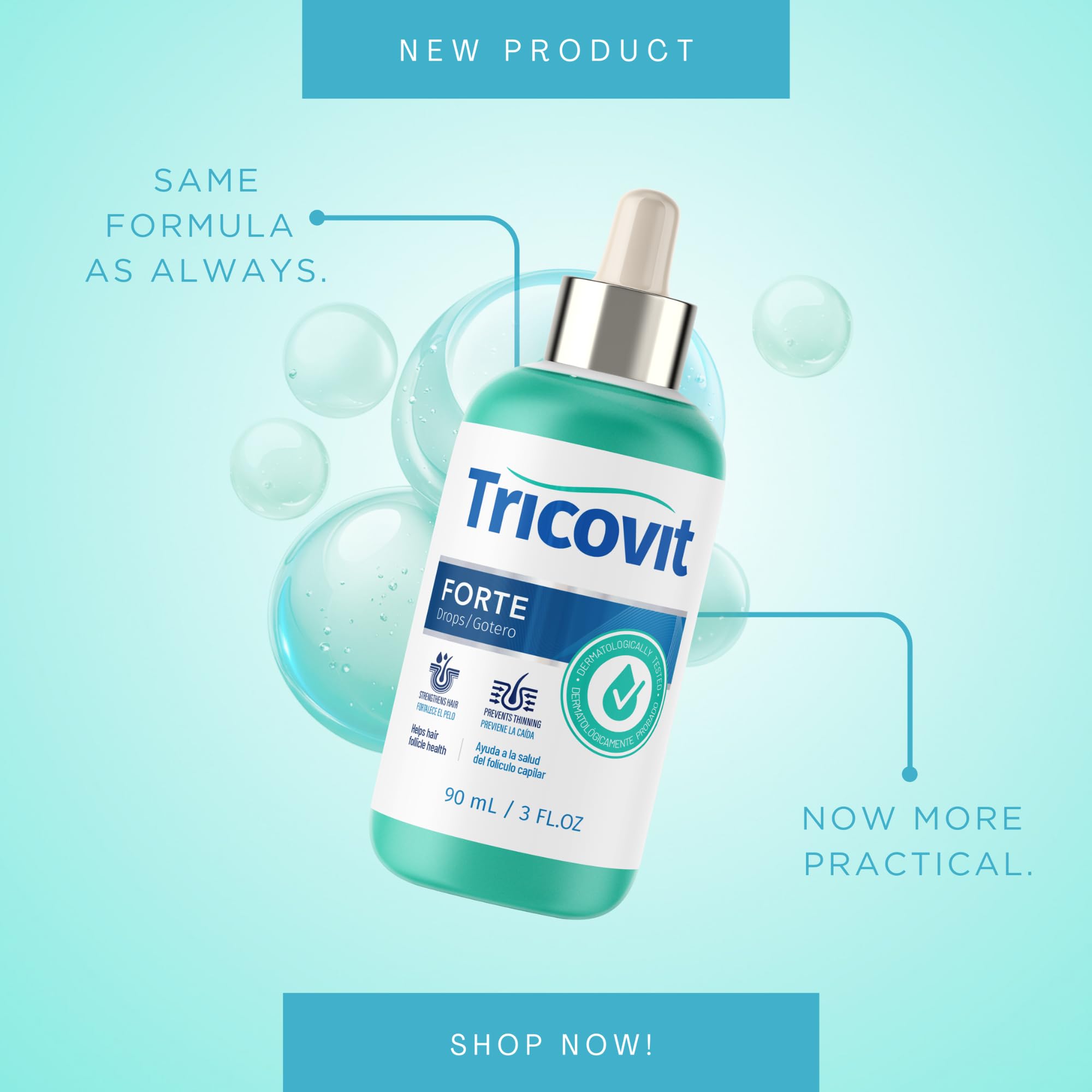 Tricovit Forte Drops dropper application on scalp for precise treatment.