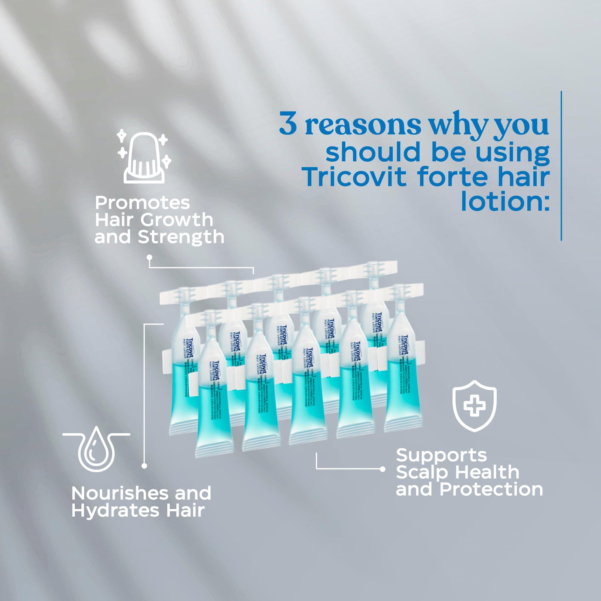 Gently massage Tricovit Forte into the scalp for improved absorption