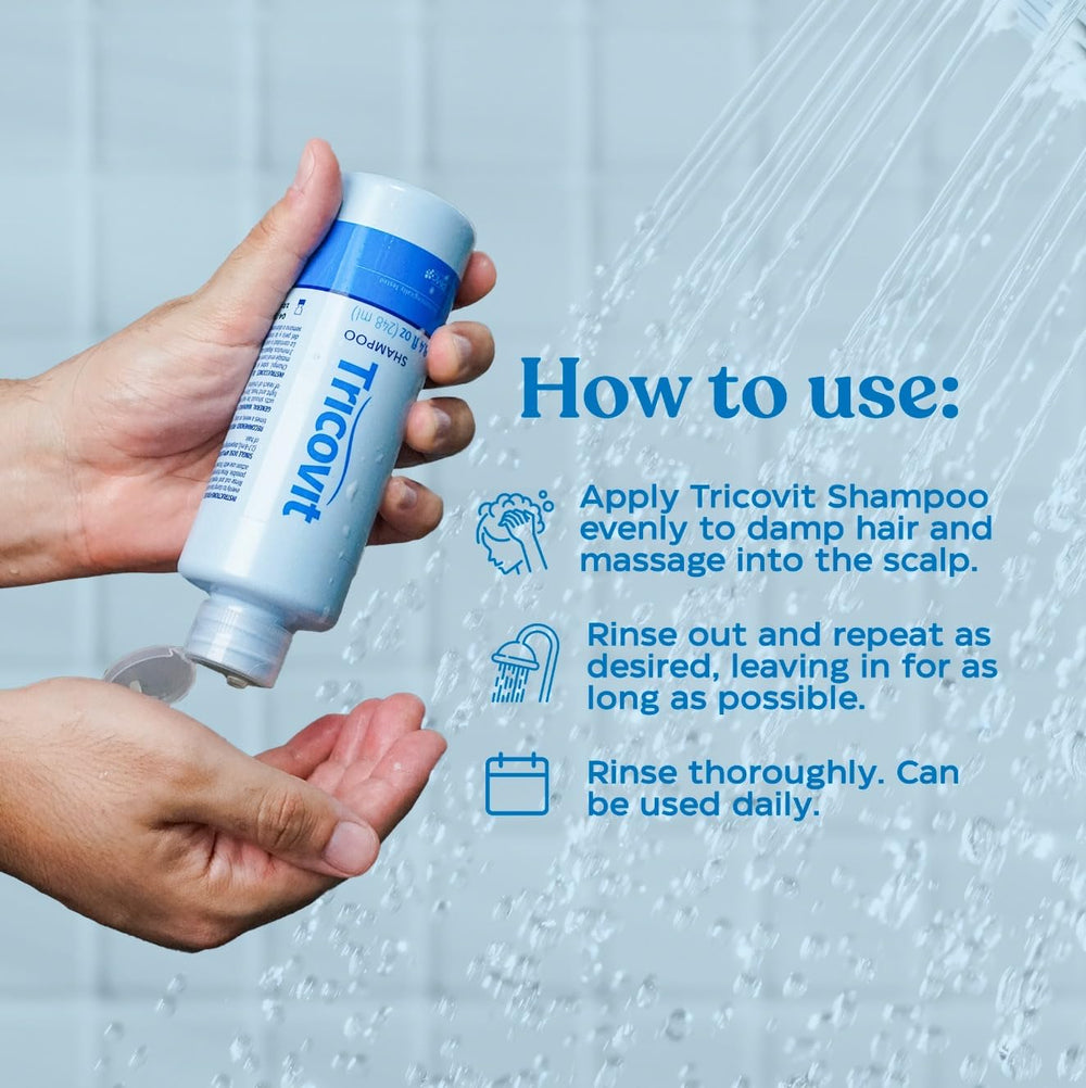 Tricovit hair close-up strands appear smoother after use.